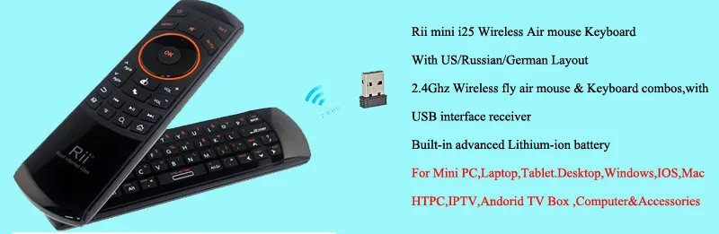 Rii K13 русская/французская/испанская мини беспроводная клавиатура Fly Air mouse Combos Mircophone динамик ИК пульт дистанционного обучения для ПК tv Box