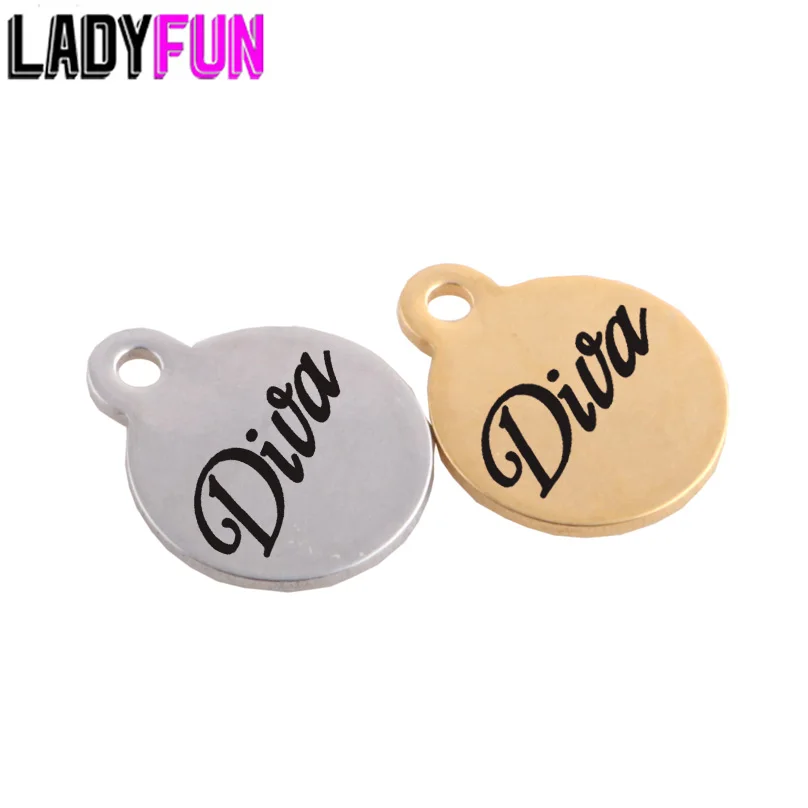

Ladyfun Customizable Stainless Steel Charm DIVA Gifts Pendant Diva Charms For DIY Jewelry Making