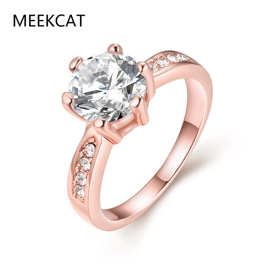 Сурикат Подвески кубического циркония кольцо женский розового золота кольца с большими камнями Luxury кольцо для Для женщин Bijoux Фантазия Pas