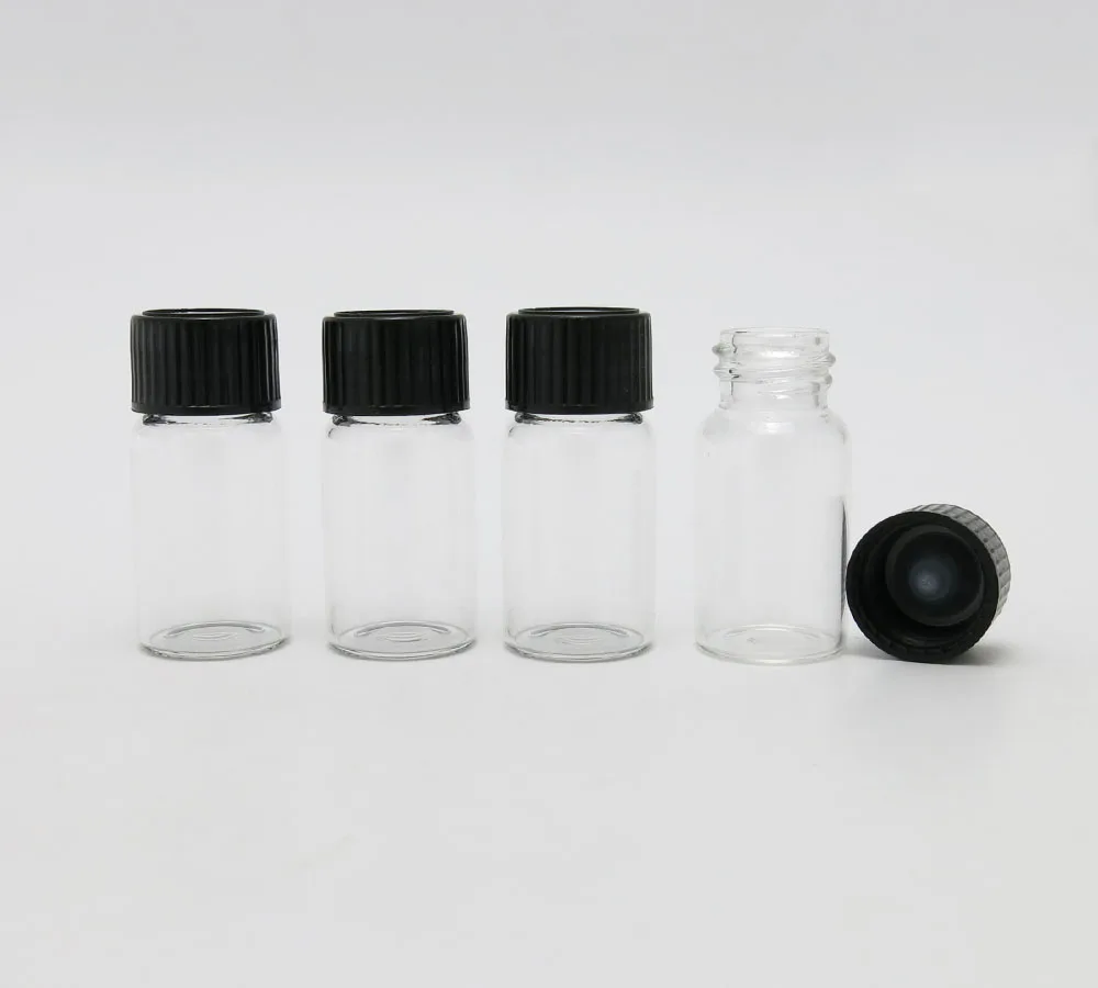 Beauty 36 шт./лот 10 мл стеклянные флаконы с черной винтовой верхней частью 10cc мини