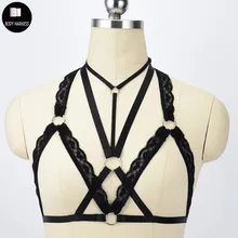 Для женщин сексуальный Rave Износ Средства ухода за кожей Жгут черный Кружево клетка бюстгальтер фетиш носить белье бюстгальтер открытой грудью бондаж средства ухода за кожей клетка