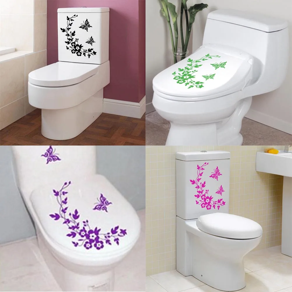 New Butterfly Flower bathroom wall stickers decoration wall decals for