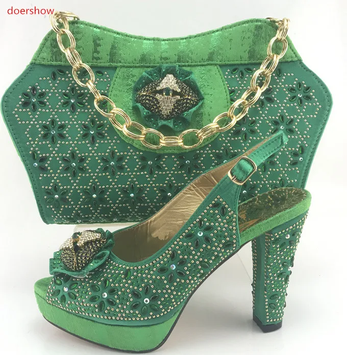 doershow green shoe and bag set high heel italian shoe with matching
