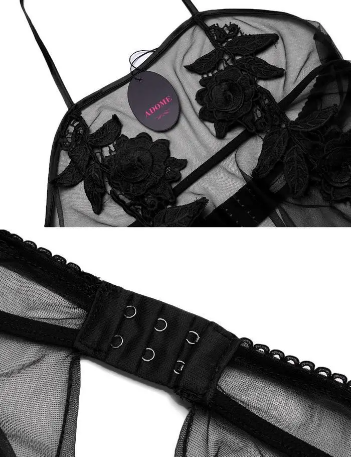 Avidlove женское сексуальное женское белье эротическое кукольные костюмы Sheer Chemises Цветочная вышивка Ночное белье с стринги