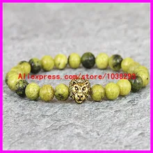 New Arrive Natural Stone Beads Bracelets & Bangles for Men Christmas Gift Pulseira Masculina 24k Gold Lion Head Charm Bracelet