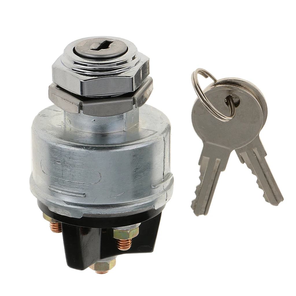 Universal Metal Ignition Switch Lock Cylinder Replacement and 2 Keys for Car Auto Truck Silver