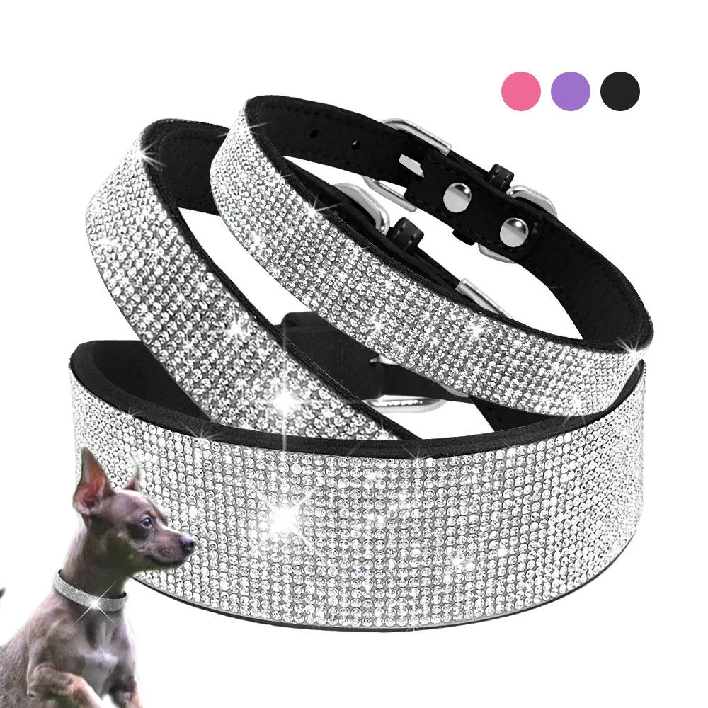 Collar de cuero con diamantes de imitación para perro y gato, caminar, para perros pequeños y medianos, Chihuahua, Pug y Yorkie|Collares| - AliExpress