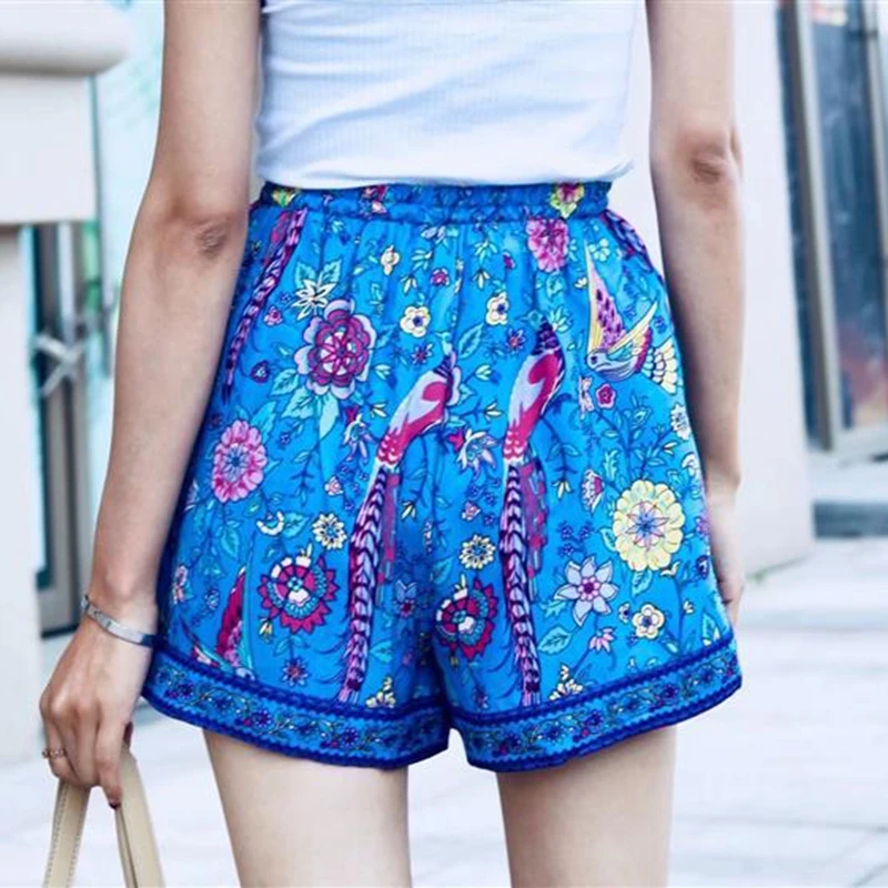 Khale Yose Summer Mini Short Tassels Loose Floral Boho Chic Elastic