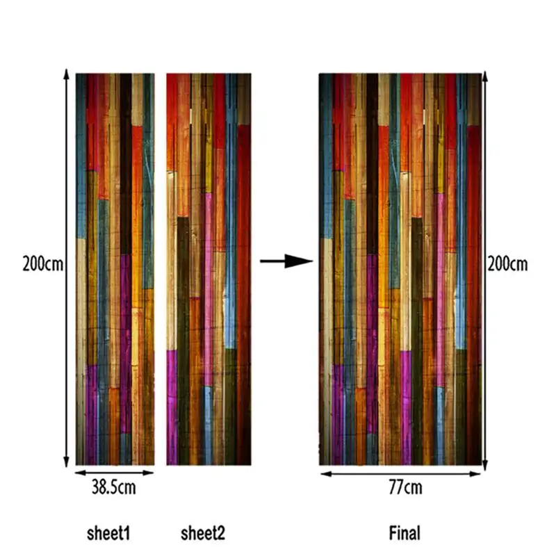 3D красочные деревянные двери наклейки самоклеющиеся съемные двери Настенные обои для украшения дома