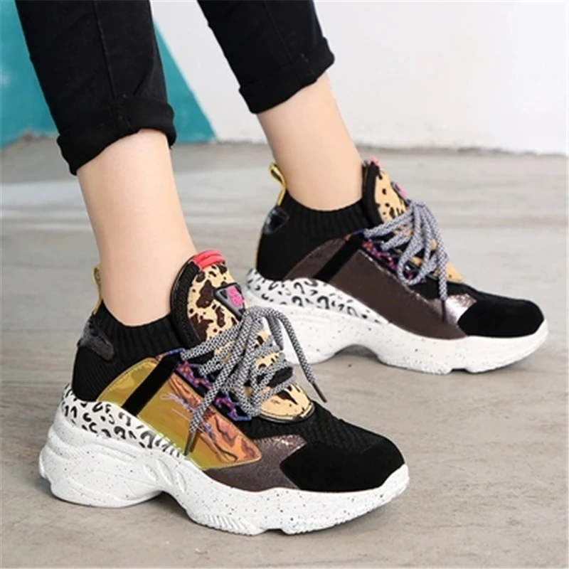 

Female Lace Up Horsehair Decoration Casual Shoes Ladies Heighten shoes 2019 Spring Autumn New Woman Genuine Cow Leather Sneakers