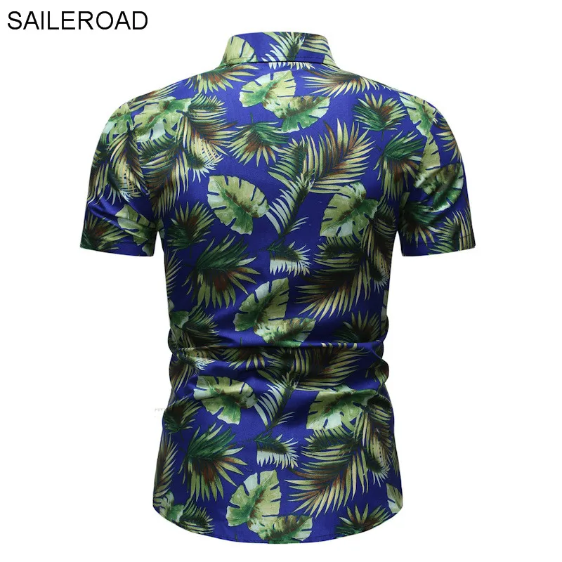 SAILEROAD Camisa Flores Hombre Мужская рубашка рубашки Гавайская Мужская рубашка с цветочным принтом облегающие топы с принтом Camisa Preta