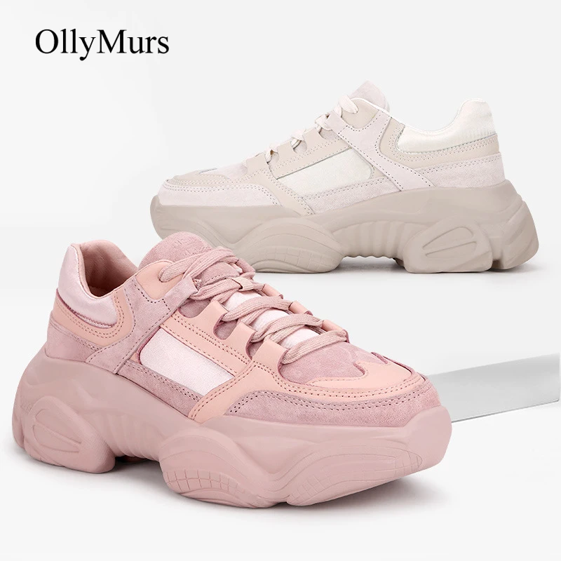 

White Shoes Women Fashion Brand Sneakers Platform Genuine Leather zapatos de mujer Spring New Ladies footware chaussures femme