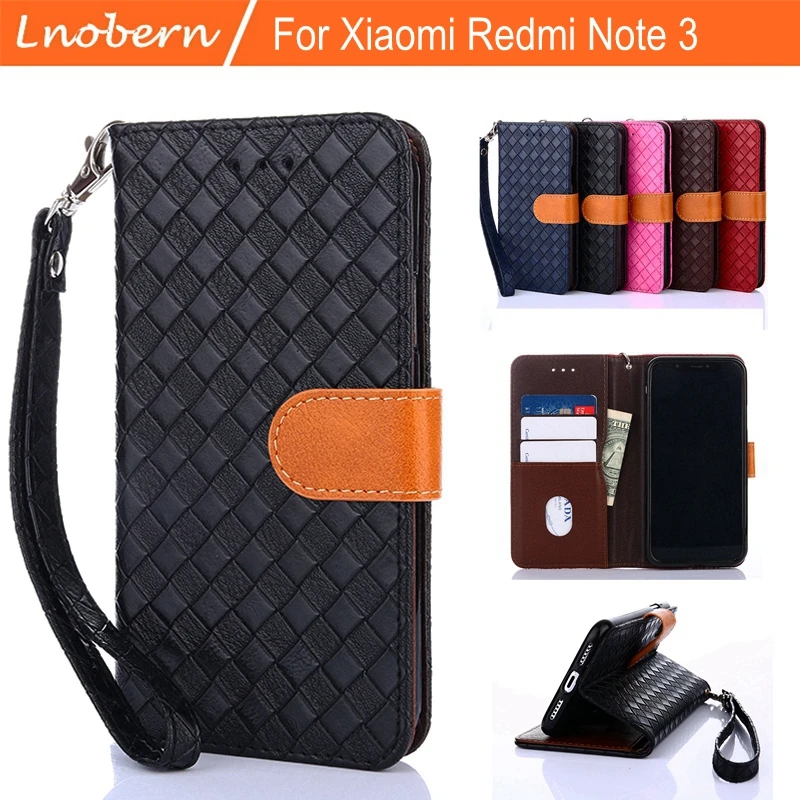 Lnobern Case For Xiaomi Redmi Note 3 Woven Texture Flip Style High Quality Mobile Phone | Мобильные телефоны и аксессуары
