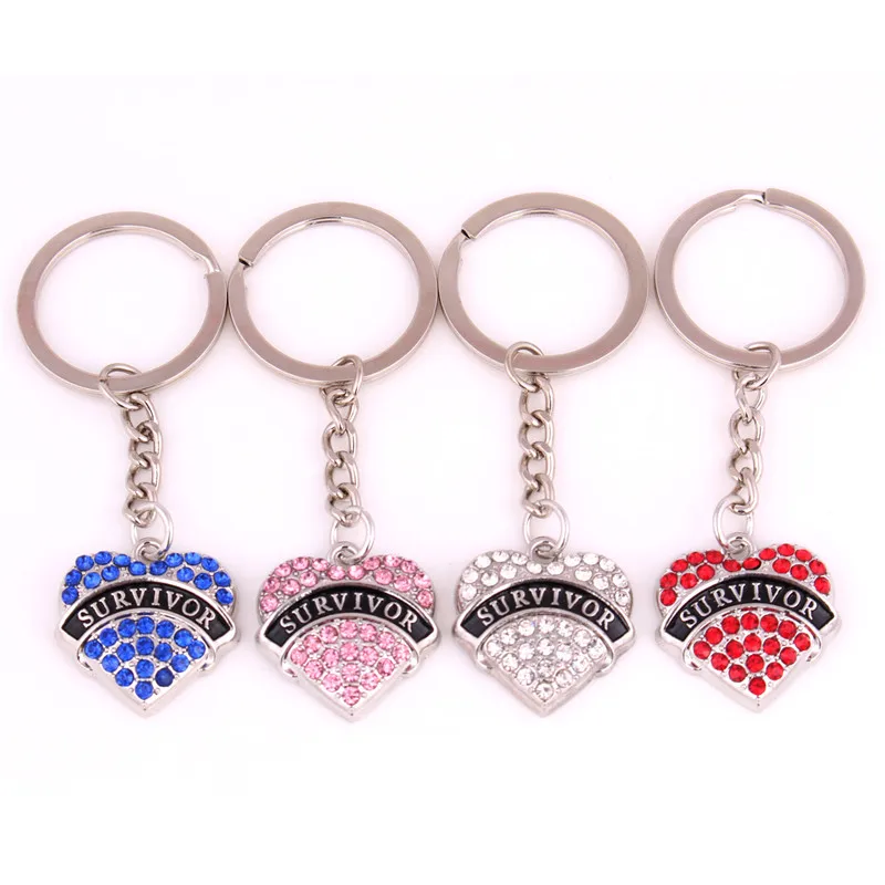 WomenKeyChainSURVIVORWrittenInTheHeartPendantCuteDesignWith