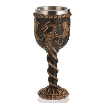 

Resin stainless steel goblet 3D skeleton head red wine glass bar special glass export gifts