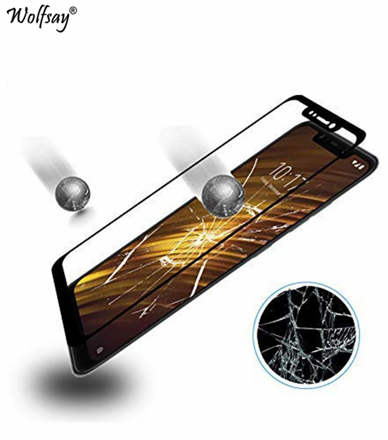 2 قطعة غطاء كامل الزجاج Xiaomi Pocophone F1 واقي للشاشة الزجاج المقسى Xiaomi Pocophone F1 طبقة رقيقة واقية Pocofone F1 الزجاج 