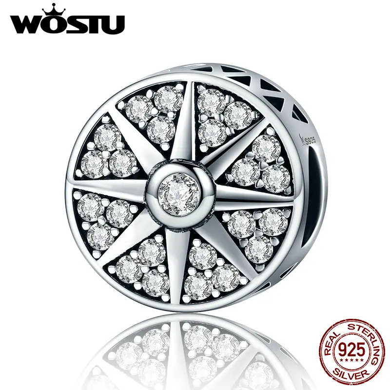 

WOSTU Real 925 Sterling Silver The Radiance of Sun Beads Fit Original WST Charm Bracelet Fine Jewelry Gift CQC212