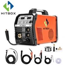 HITBOX-Machine à souder MIG à gaz, contrôle de synergie, MIG200, 220V, 200A, en acier inoxydable et en carbone avec accessoires