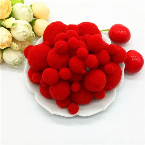 01 Red 8-30mm Мини-пушистый помпон смешанные размеры 8-30 мм Мягкие помпоны плюшевые шарики помпон для DIY игрушки ремесленные аксессуары Свадебные украшения дома 20 г - Цвет: 01 Red 8-30mm