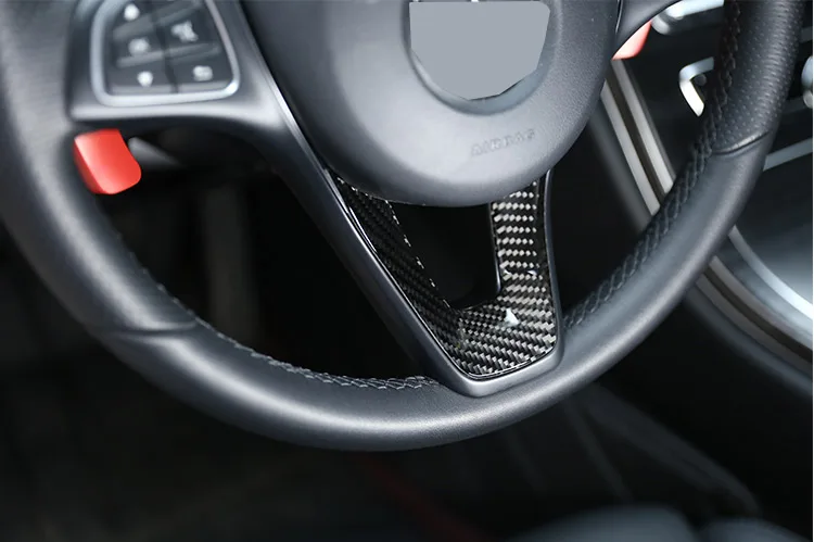 Настоящие наклейки на руль из углеродного волокна для Mercedes Benz GLC C Class W205 X253 2015-2019 аксессуары