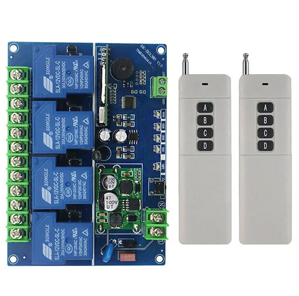 

DC12V 24V 36V 48V 4CH 30A RF Wireless Remote Control Relay Switch light /lamp/ window/Garage Doors shutters projection screen