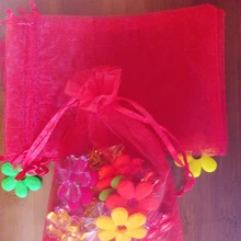 1000 шт 25*35 см чистая красная подарочная Сумка из органзы стенд для ювелирных украшений сумки мешок шнурок для браслетов/ожерелье мешок пряжи