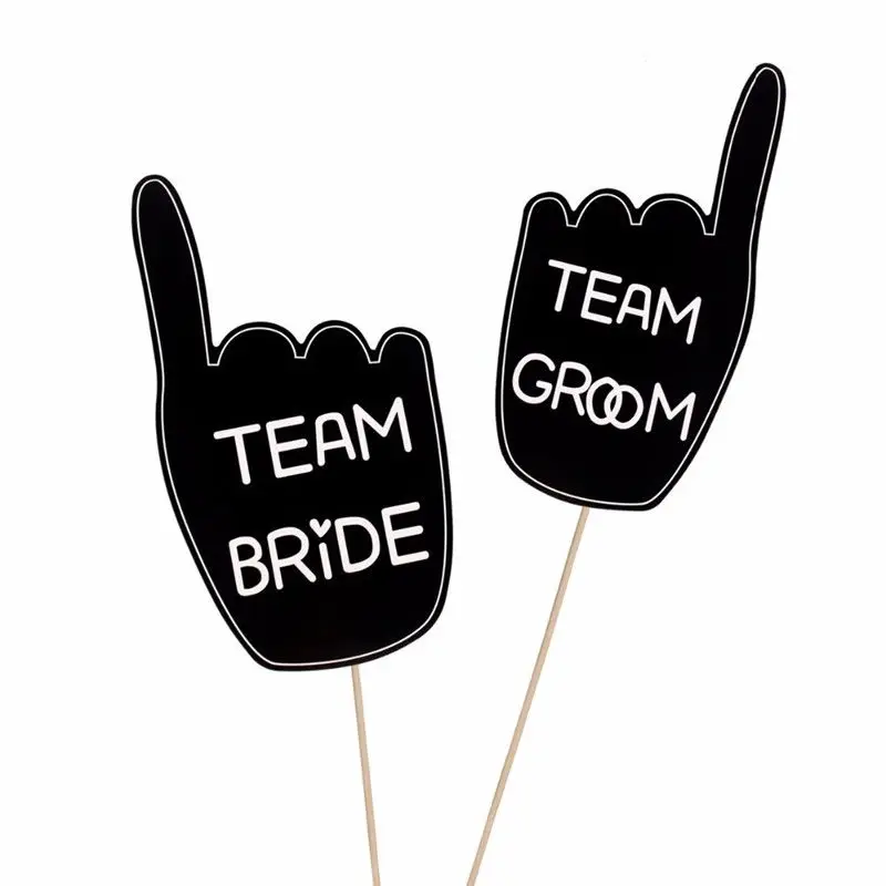 16pcs/set DIY Just Married Photo Booth Team Bride Groom Bridal Shower Party Wedding Decoration