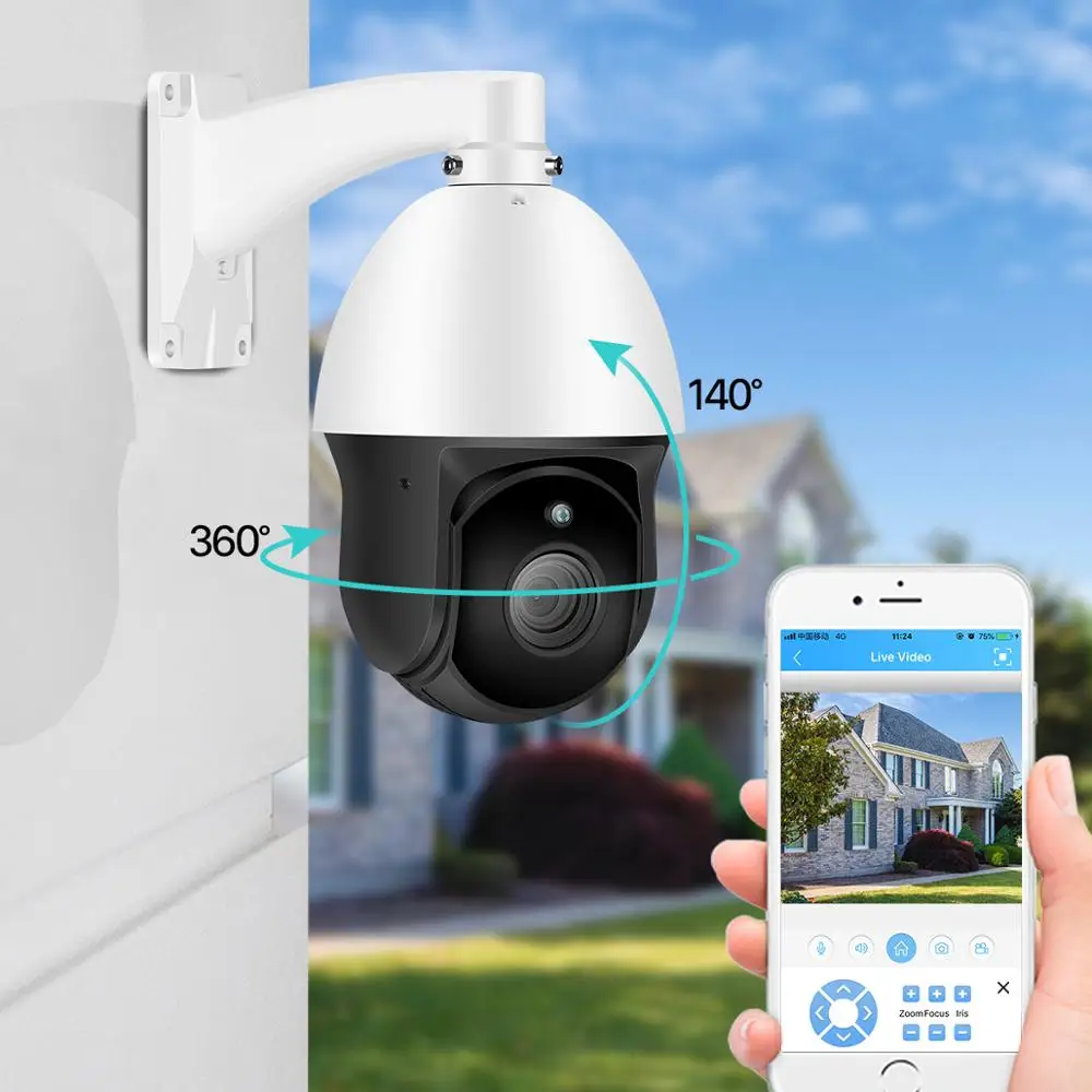 

1080P 2MP PTZ IP Camera Metal 30X ZOOM Waterproof 4MP 5MP Mini Speed Dome Camera Outdoor H.264 IR 50M CCTV Security Camera 360°