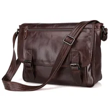 JMD Vintage Leather Men’s Chocolate Messenger Crossbody Bag 7022Q
