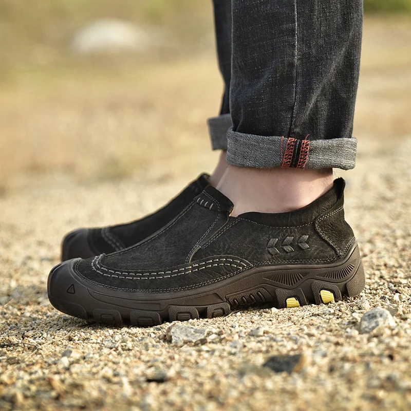 Sapata De Couro Preto 2019 Grande khaki Para Homens Vaca Casuais Mocassins Sapatos Tamanho Moda Homem Black Primavera Na Dos Bons Genuíno Deslizamento Cáqui nxUfxaw
