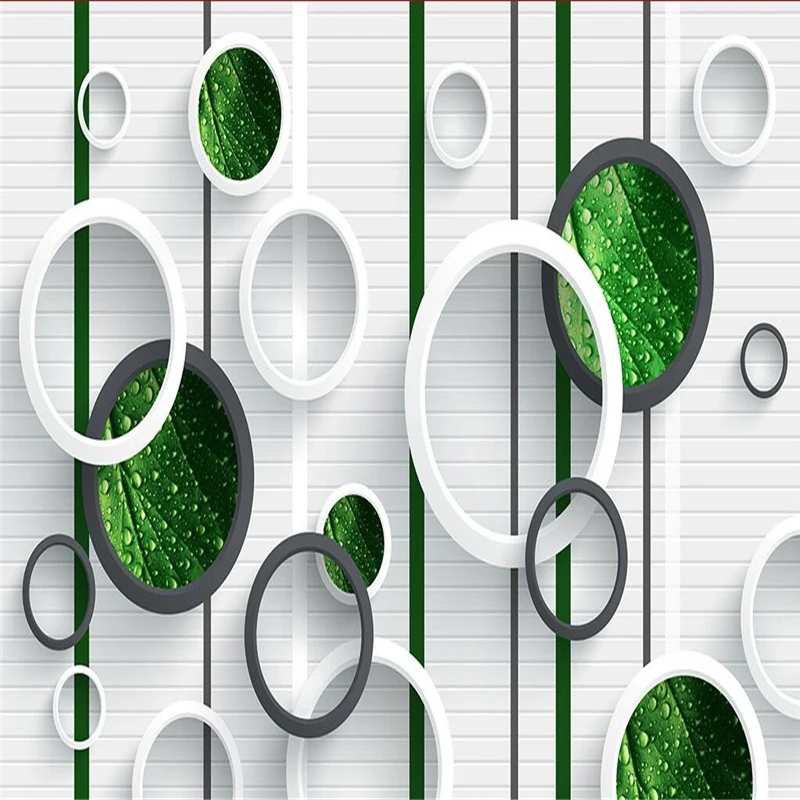 3d stereo circle green leaf raindrops sofa TV bedroom backdrop custom photo wallpaper large fresco wallpaper wall stickers