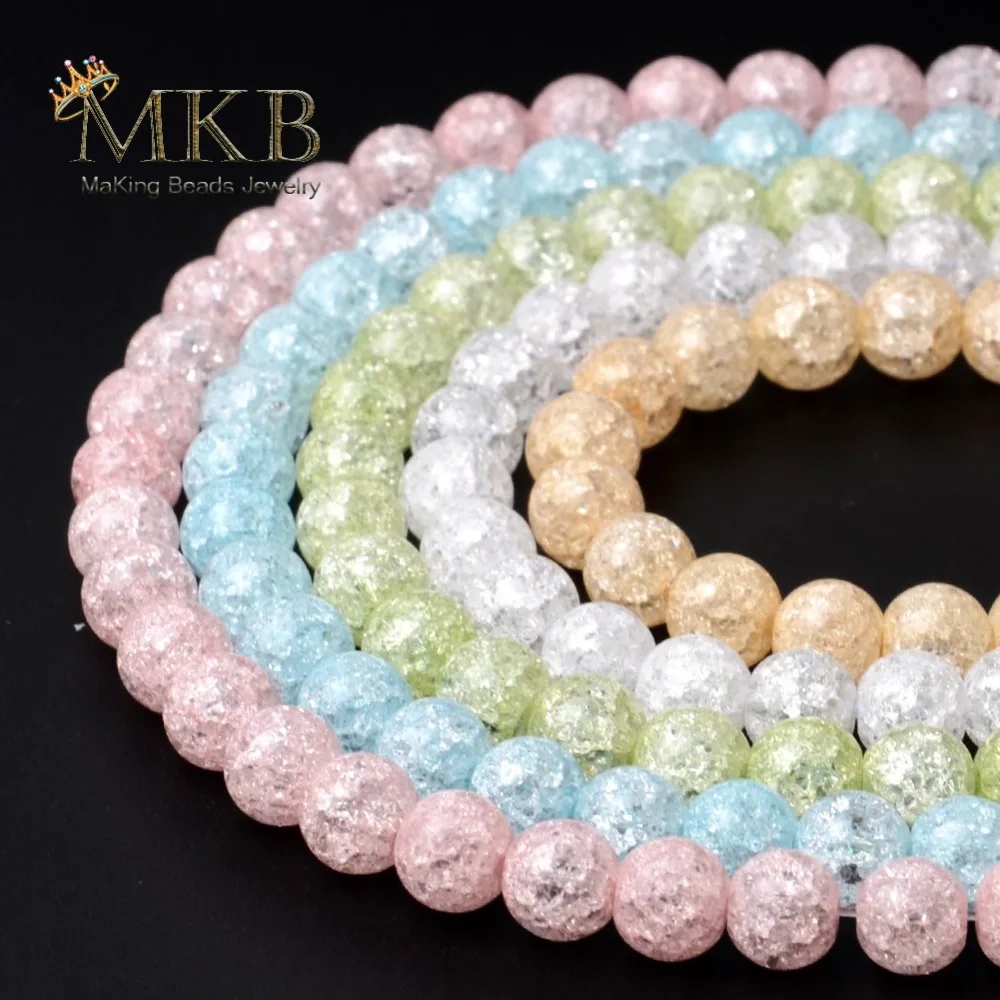 

White Cracked Quartz Natural Stone Beads Beads For Jewerly Making 6 8 10 12mm Crystal Round Beads Diy Bracelet Wholesale Perles