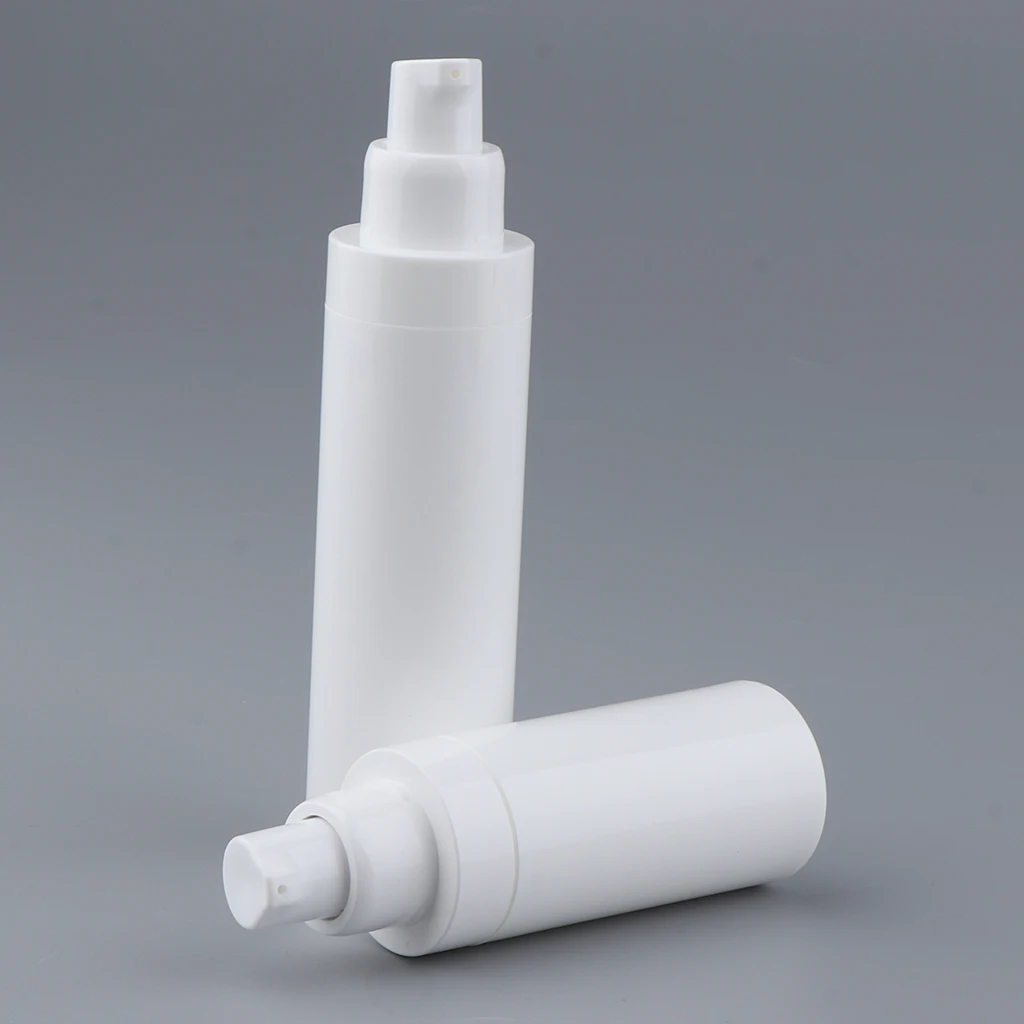 

30ml + 50ml Portable Refillable Empty Airless Pump Bottle Lotion Cream Travel Makeup Container 2Pcs Heat Resistant