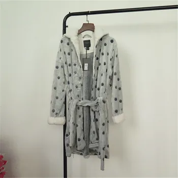 

2019 Mens Winter Bathrobe Robe Men's Lounge Thicken Flannel Long-sleeve Bathrobes Coral Fleece Loves Sleepwear Gray Size S-XL