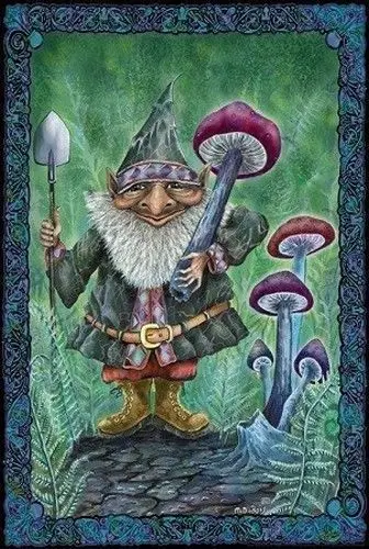 

MAGIC MUSHROOM HARVEST GNOME FANTASY SILK POSTER Decorative painting 24X36INCH