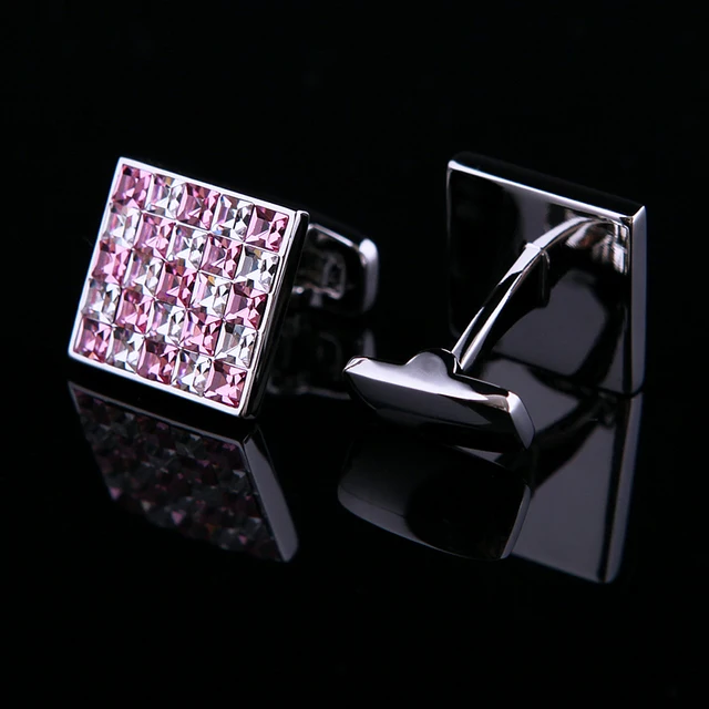 Pink and White Crystal Cuff links 5