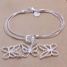 Рождество подарок Новинка 925 ювелирные изделия с серебряным покрытием Модные украшения Три бабочки браслеты и браслет, ювелирных изделий smth166