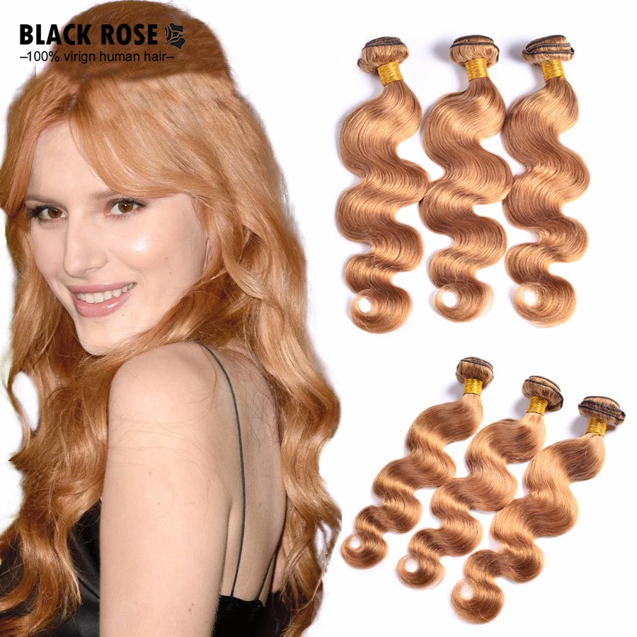 Peruvian Virgin Hair Body Wave 4 Bundles Blonde 27# Extensions |