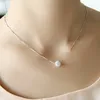 Collar de plata pura S925 para mujer, diseño corto, bola de cristal Shambala, cadena elegante, corto, antialergénico ► Foto 1/6