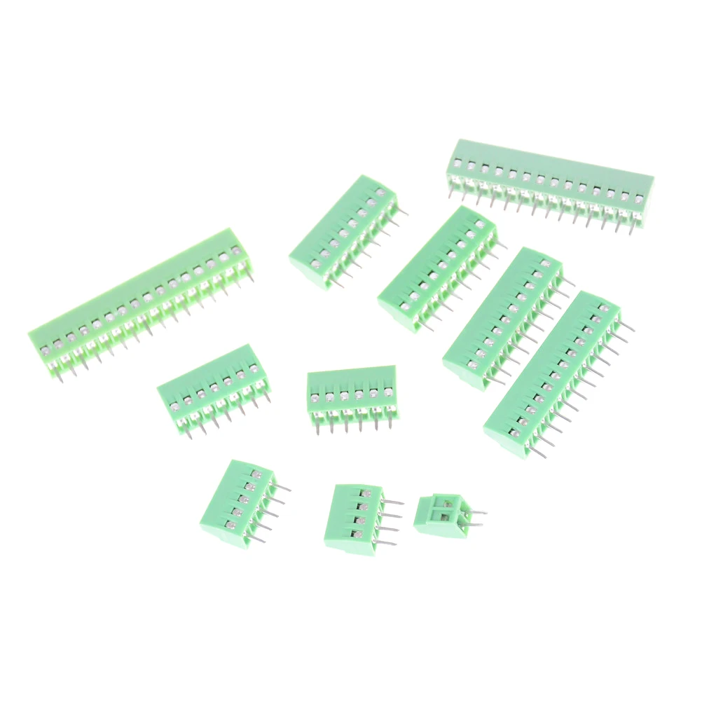 1PC JETTING 5.0mm Pitch PCB Spring Terminal Blocks Connector KF128 8P-16P KF128 Straight Pin Copper PCB Screw Terminals Green