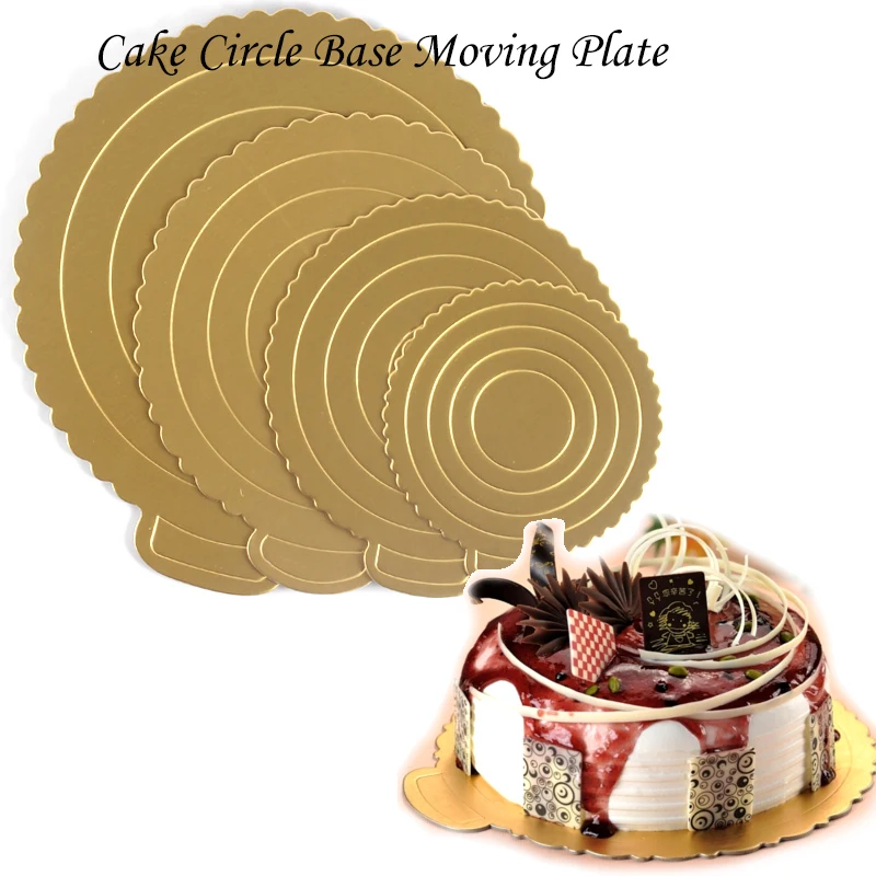 

6/8/10 Inches Gold Cake Boards 2Pcs Cardboard Scalloped Cake Circle Base Moving Plate Turntables Baking Tools