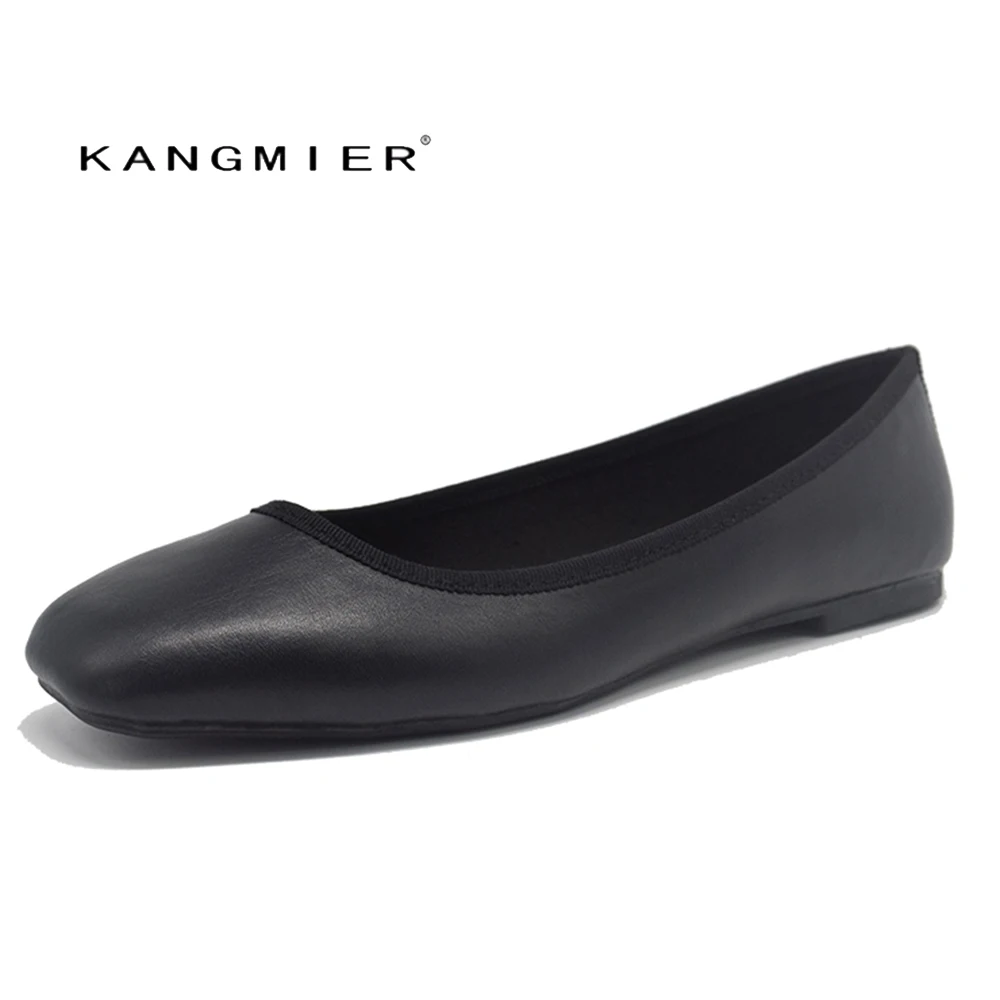 square toe black flats