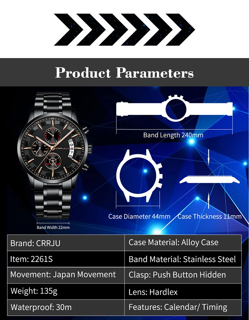 Relogio Masculino 2019 Mens Watches Top Brand Luxury Crrju New Fashion Business Chronograph Black Male Wristwatch Men Watch 2019 (1)