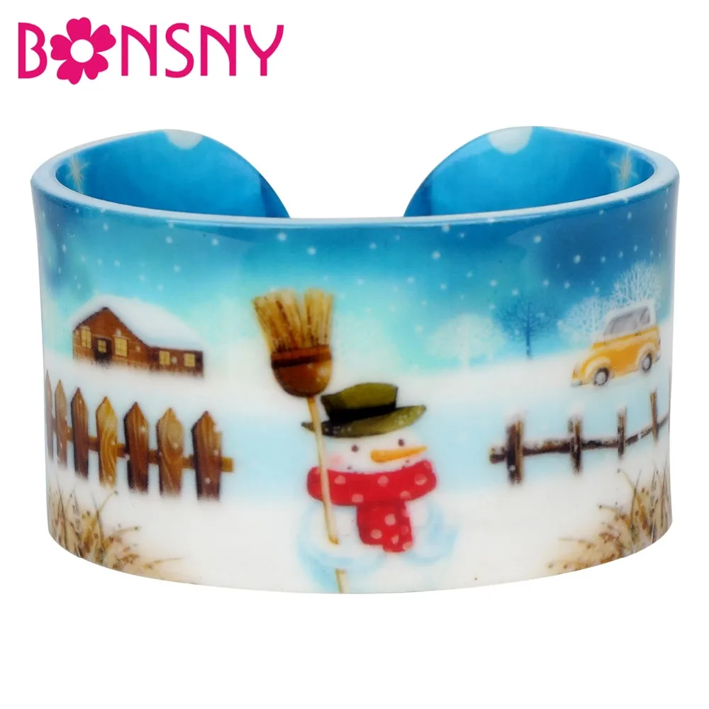 Пластиковые браслеты Bonsny с изображением рождественской елки снеговика