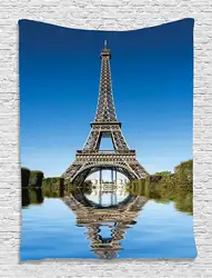 Париж гобелен настенный Декор Eiffels башня отражается на воды изображения и кусты River City эффект Гостиная общежития настенный