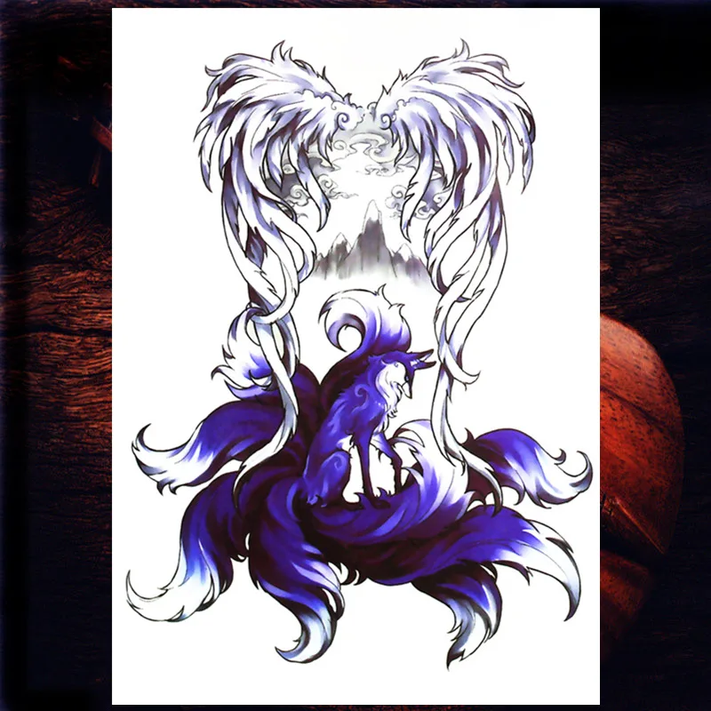 

Y-XLWN Nine-tail Fox Pattern Men's Creative Tattoo Women's Tattoo Stickers Temporary Tattoo Waterproof Stickers