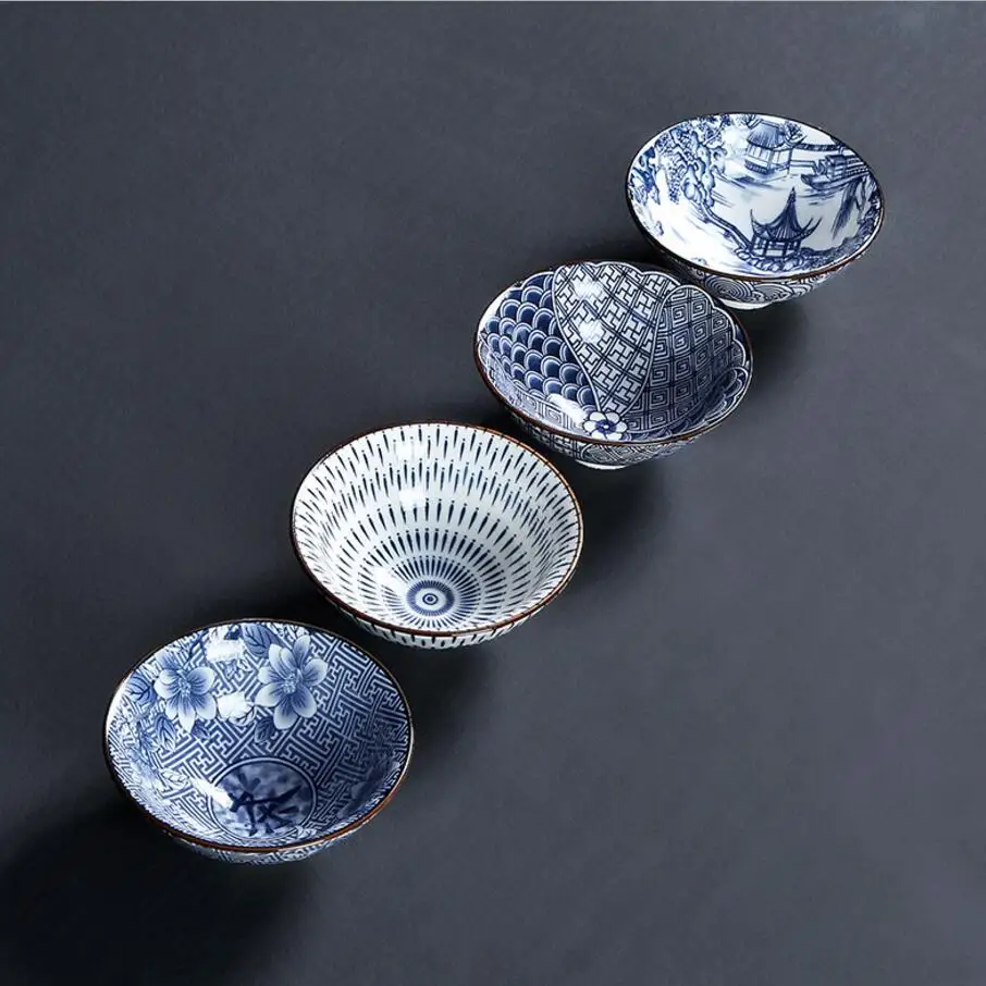 Голубая и белая фарфоровая чашка, мастер чашка ручная роспись чайная чашка Японская чаша для чая керамическая чайная посуда