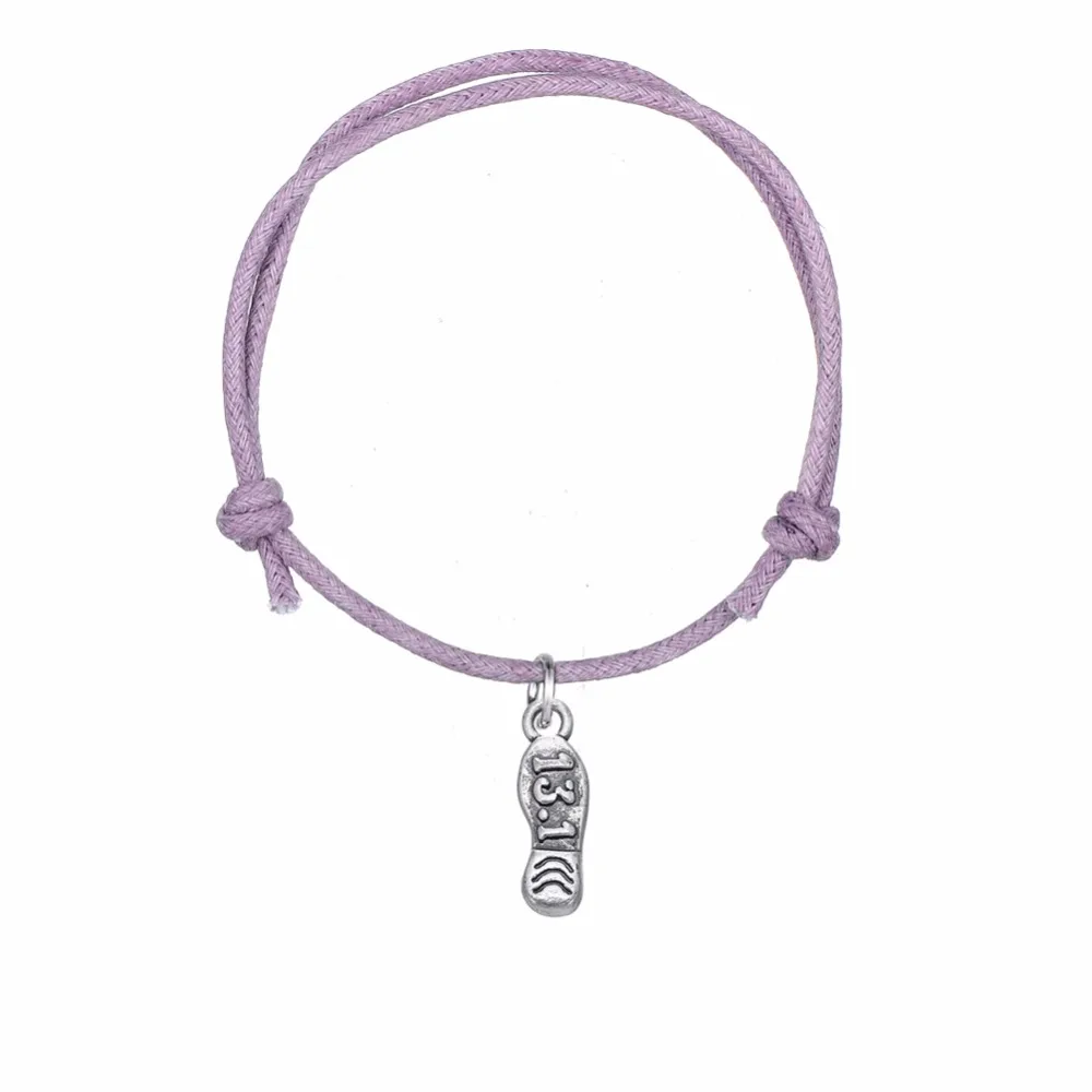 Dawapara Handmade Adjustable Korean Wax Cord Chain Bracelet Charm Bangle Message Marathon Running shoe 13.1 mile Fashion Jewelry