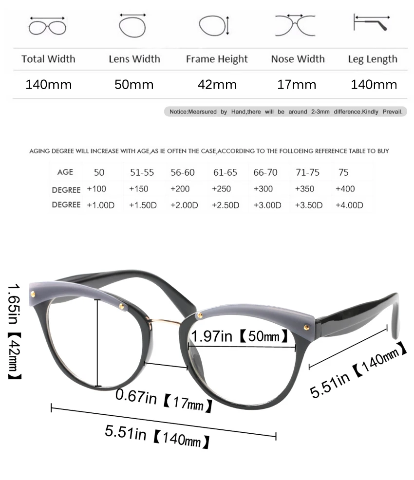 SOOLALA, кошачий глаз, стекло для чтения, для женщин и мужчин, чистые линзы, большая стеклянная оправа по рецепту, модное стекло для чтения es W/чехол+ от 0,5 до 4,0
