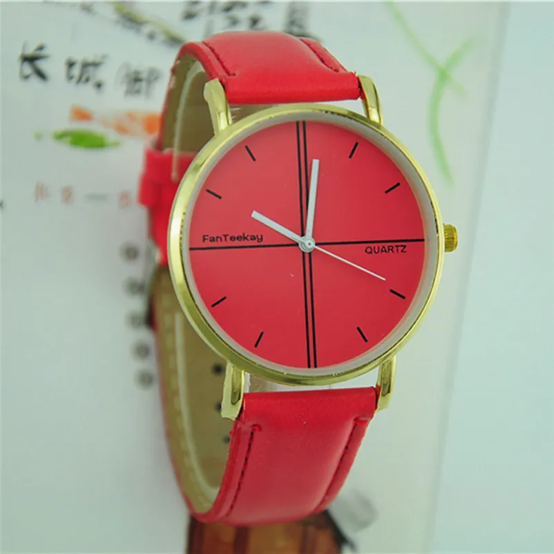 Fashion women watches bracelet watch ladies Simple Scale Simulation Leather band Thin Men And Women Quartz watch clock 3M30#N (7)